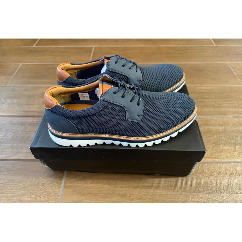 Ace Marks Aston Navy Blue Mesh Hybrid Dress Sneakers Mens 9.5 D White Sole - Picture 4 of 8